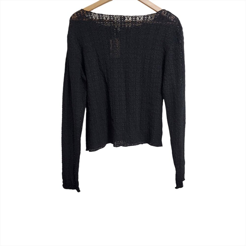 Natural Life Lace Layering Top L Black Long Sleeve Semi Sheer Stretchy Boho - Picture 6 of 13